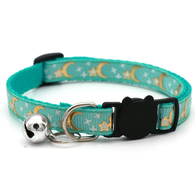 Pet Collar with Bell Cartoon Footprint Colorful Dog Puppy Kitten Collar Adjustable Safety Bell Ring Necklace Pet Accessories