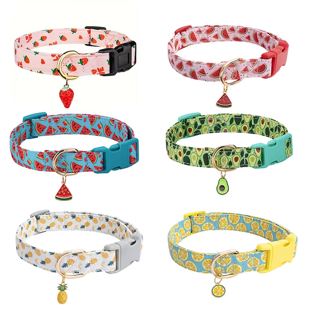Cp602/611--Fruit Pattern Pet Dog Collar with Fruit Metal Pendant Do for Cat Puppy Dog