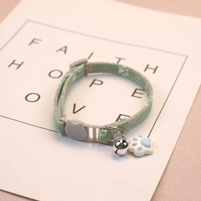 Pet Collar with Bell Cartoon Footprint Colorful Dog Puppy Kitten Collar Adjustable Safety Bell Ring Necklace Pet Accessories