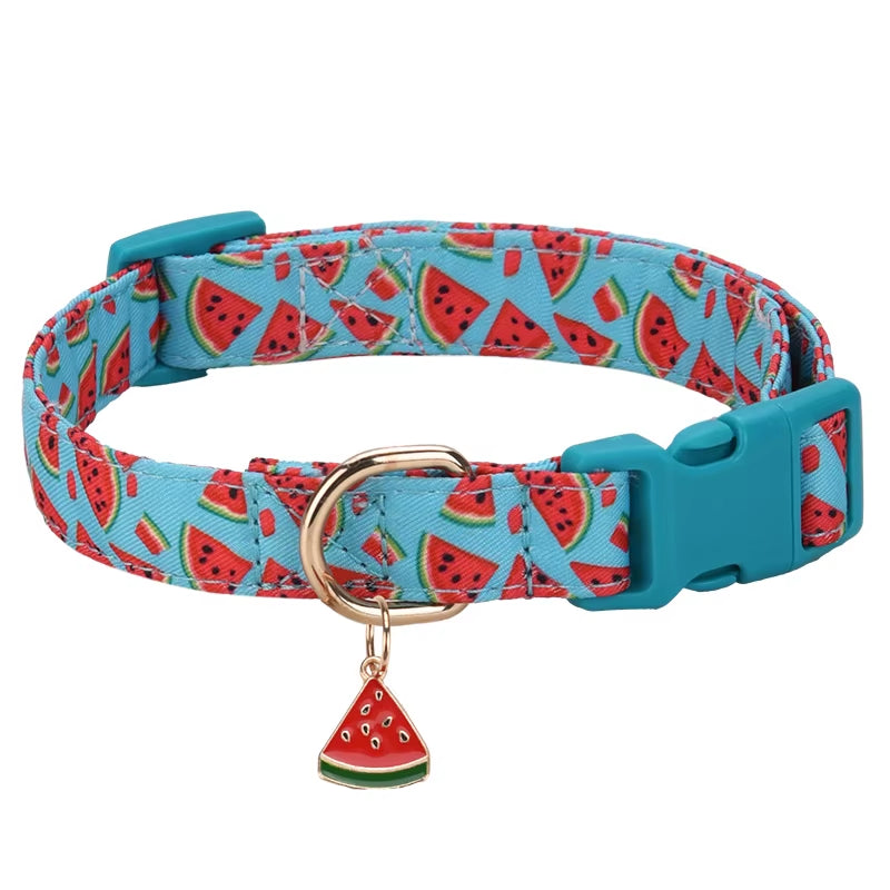 Cp602/611--Fruit Pattern Pet Dog Collar with Fruit Metal Pendant Do for Cat Puppy Dog