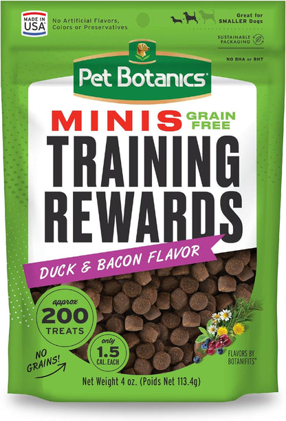 4 Oz. Pouch Training Reward Mini Soft & Chewy, Duck and Bacon Flavor, with 200 Treats per Bag, the Choice of Top Trainers