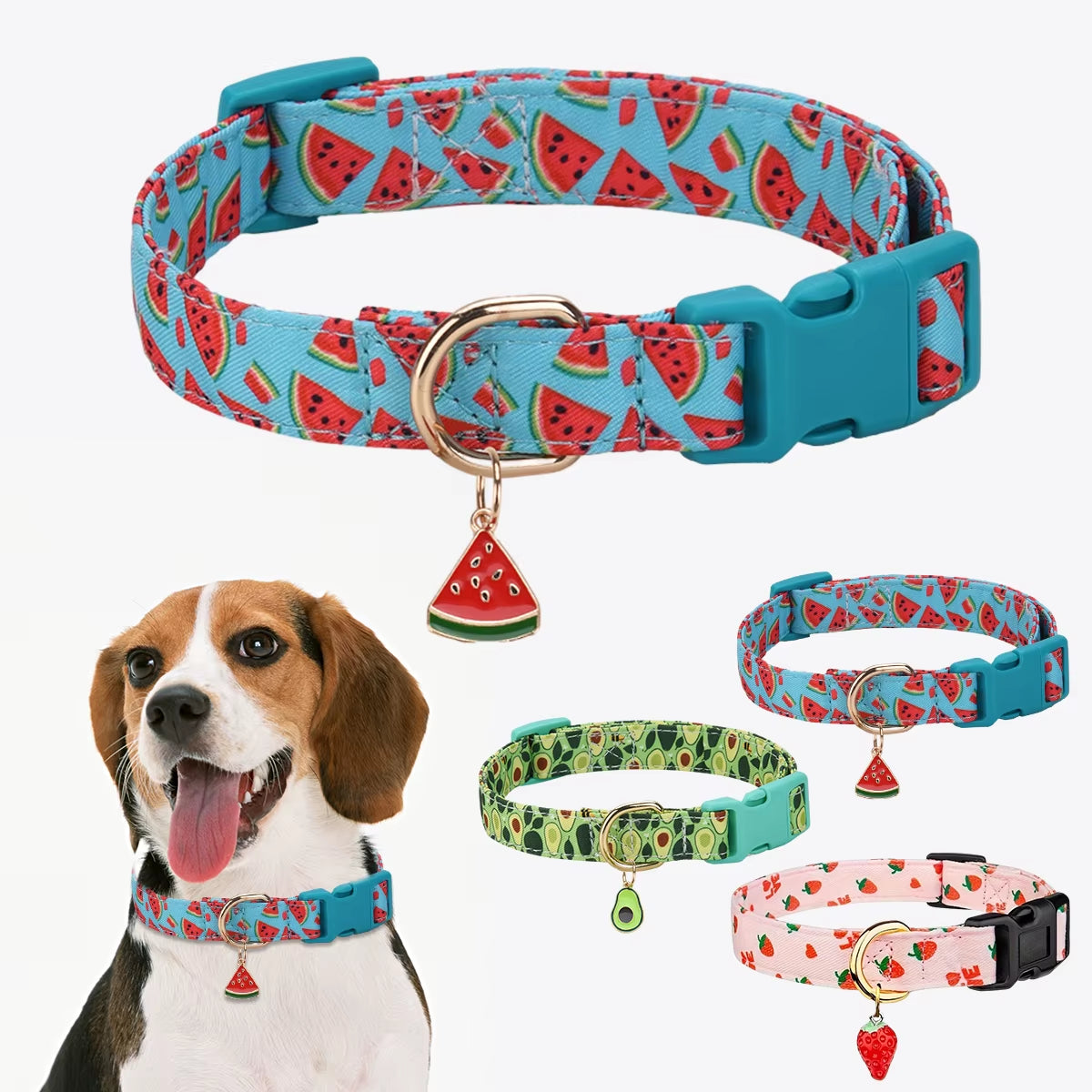 Cp602/611--Fruit Pattern Pet Dog Collar with Fruit Metal Pendant Do for Cat Puppy Dog