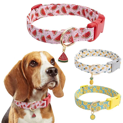 Cp602/611--Fruit Pattern Pet Dog Collar with Fruit Metal Pendant Do for Cat Puppy Dog