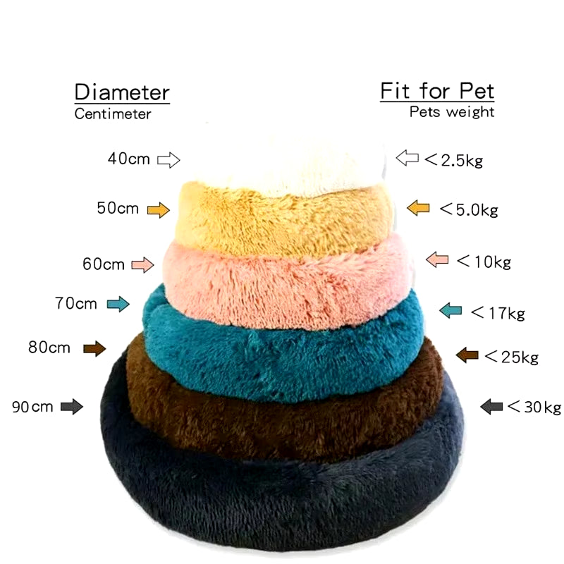 Round Dog Bed Winter Warm Cat Bed Plush Basket for Dog Washable Pet Bed for Small Medium Large Dog Sofa Cat