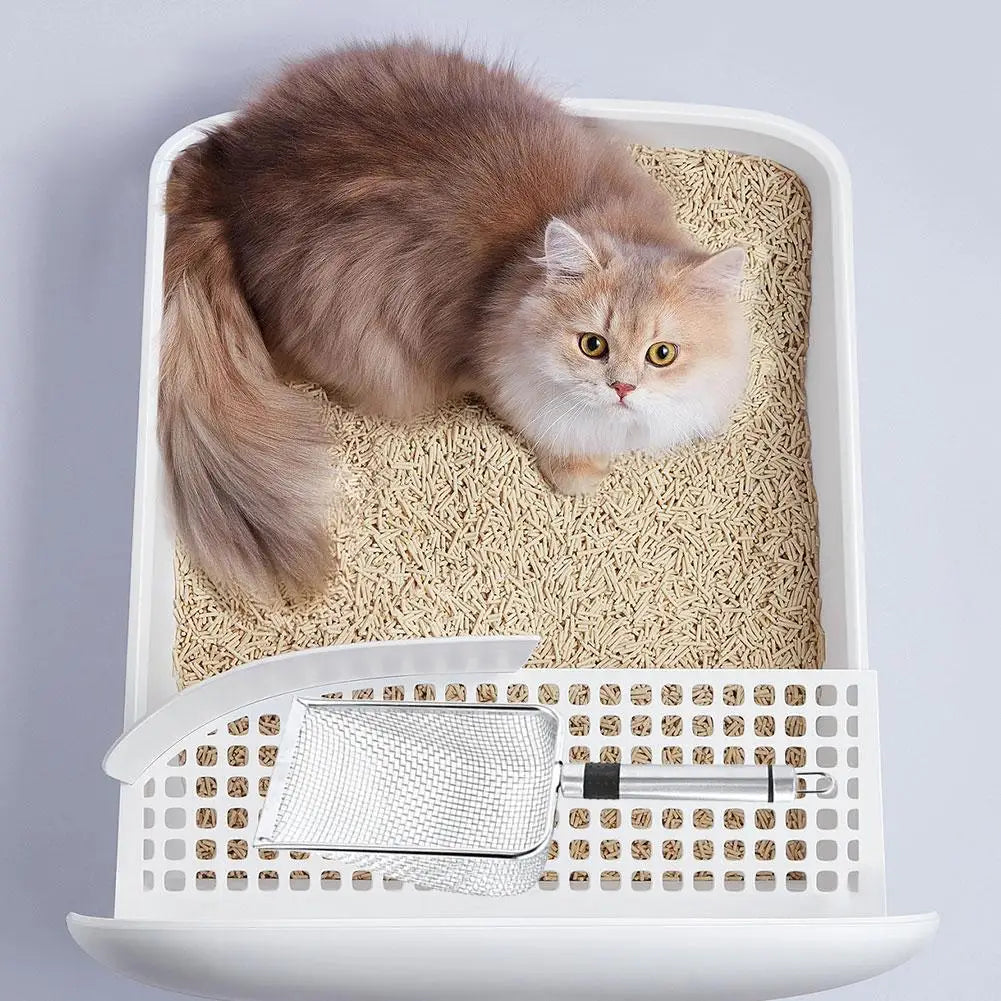 Steel Cat Sand Shovel Fine Pores Pet Poop Shovel for Rabbits Dogs Toilet Cleaning Tools Pets Supplies Q8O7