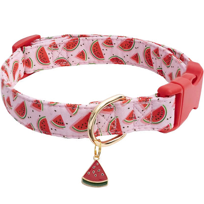 Cp602/611--Fruit Pattern Pet Dog Collar with Fruit Metal Pendant Do for Cat Puppy Dog