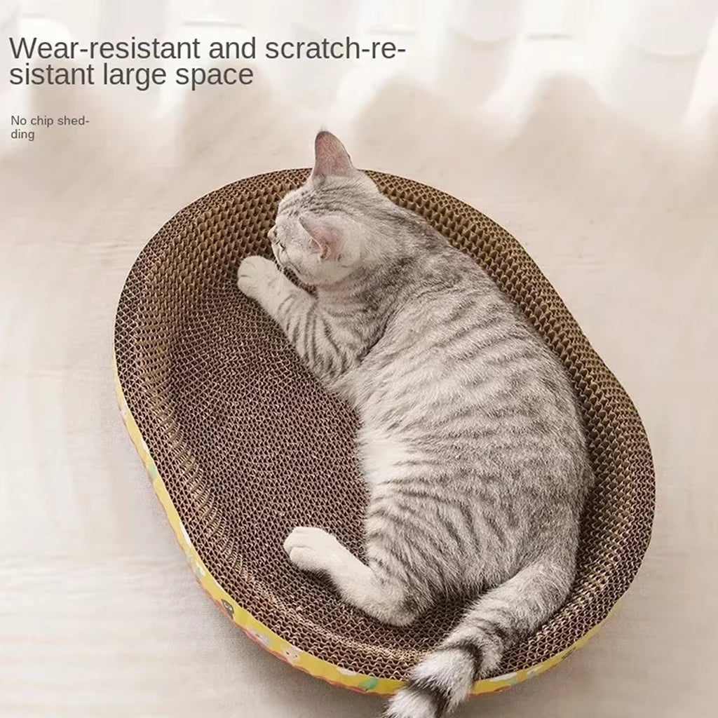 Cat Scratching Board Protect Furniture Grinding Claw Toys Oval Corrugated Paper Wear-Resistant Cat Nest Cat Accessories