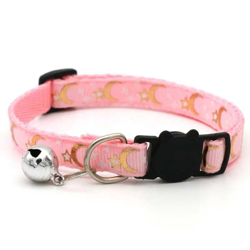 Pet Collar with Bell Cartoon Footprint Colorful Dog Puppy Kitten Collar Adjustable Safety Bell Ring Necklace Pet Accessories