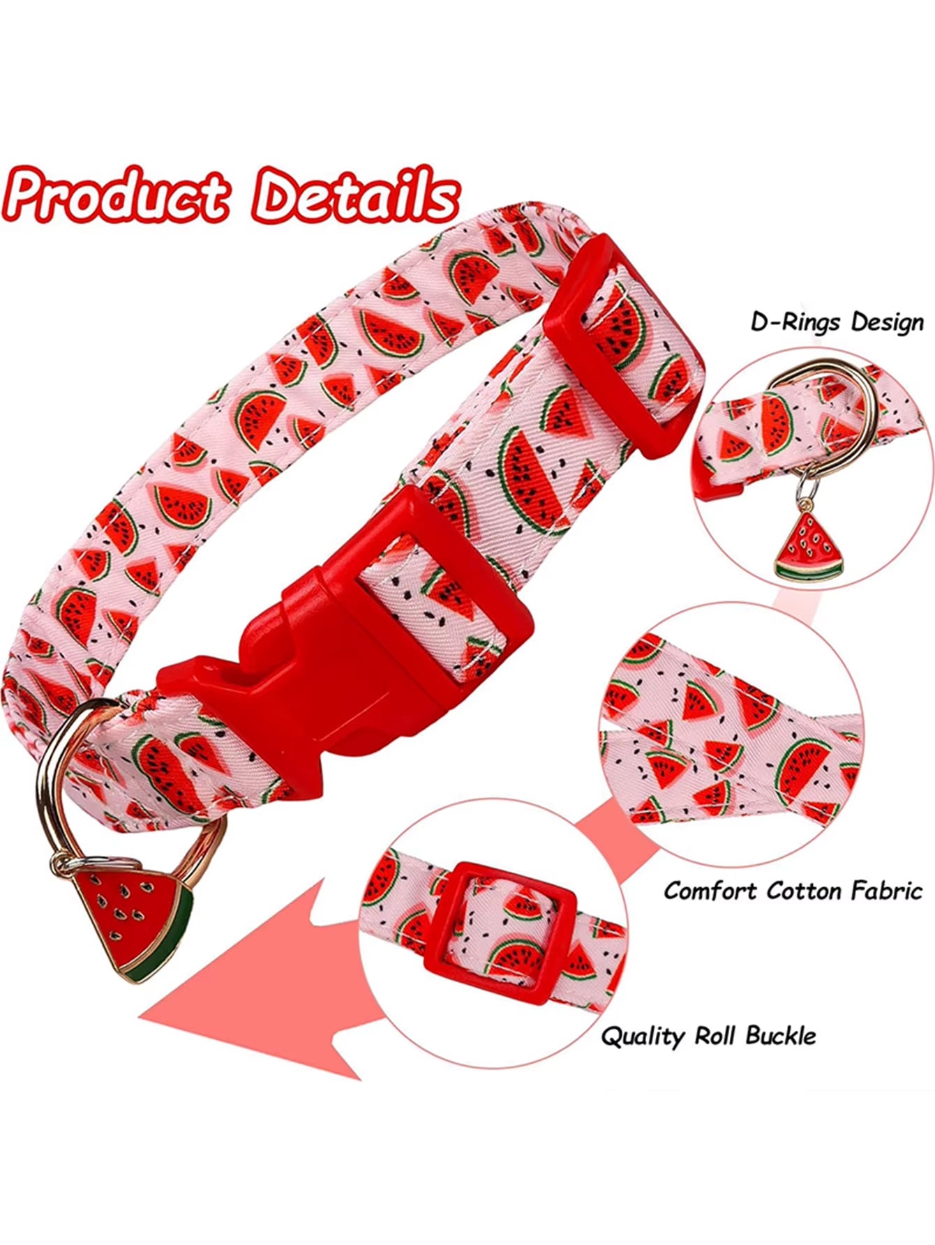 Cp602/611--Fruit Pattern Pet Dog Collar with Fruit Metal Pendant Do for Cat Puppy Dog