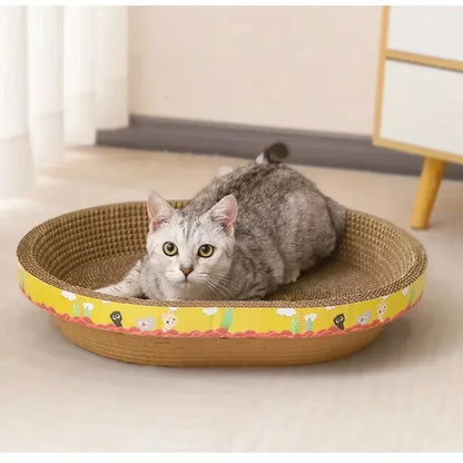 Cat Scratching Board Protect Furniture Grinding Claw Toys Oval Corrugated Paper Wear-Resistant Cat Nest Cat Accessories
